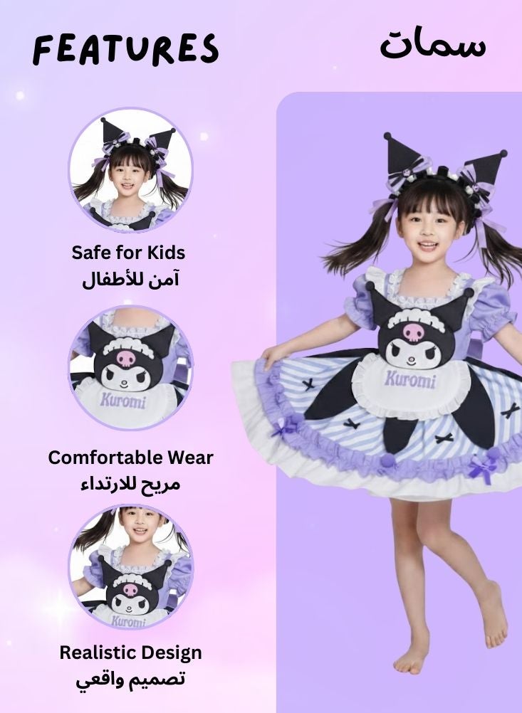 بريميم زي تنكري مستوحى من كورومي للأطفال - زي شخصية كرتونية قوطية أرجوانية للبنات، مناسب لأعياد الميلاد والتنكر. - Image 2